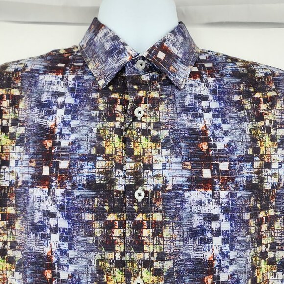 ALEX VANDO Men's Geo Printed Stretch Dress Shirt Small NWT - Picture 3 of 10